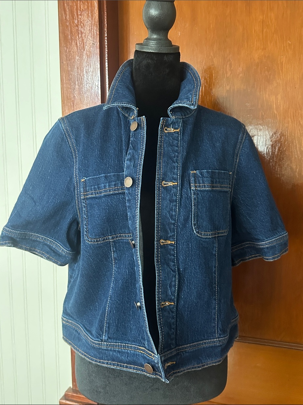 Talbots Dark Blue Short-Sleeve Denim Jacket
